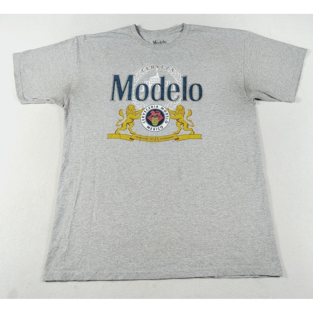 Modelo Shirt Mens XL Gray Cerveza Beer Logo Graphic‎ Tee Short Sleeve Crewneck